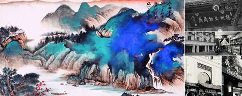 CHINESE SCROLL PAINTING OF MOUNTAIN VIEWS SIGNED BY ZHANG DA...