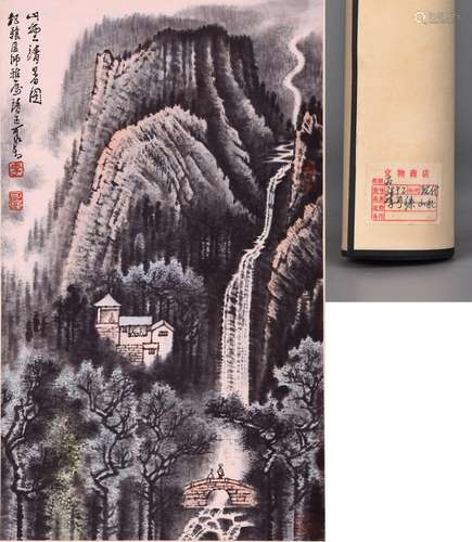 CHINESE SCROLL PAINTING OF MOUNTAIN VIEWS SIGNED BY LI KERAN