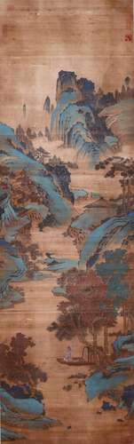 CHINESE SCROLL PAINTING OF MOUNTAIN VIEWS SIGNED BY QIUYING