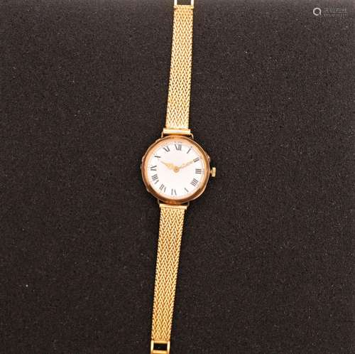 MONTRE DE FEMME BREMOND EN OR JAUNE<br />
Boitier au décor f...