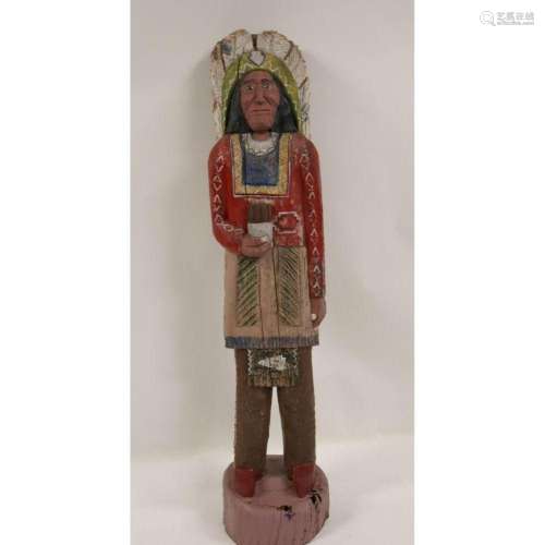 Vintage Carved And Painted Cigar Store Indian,