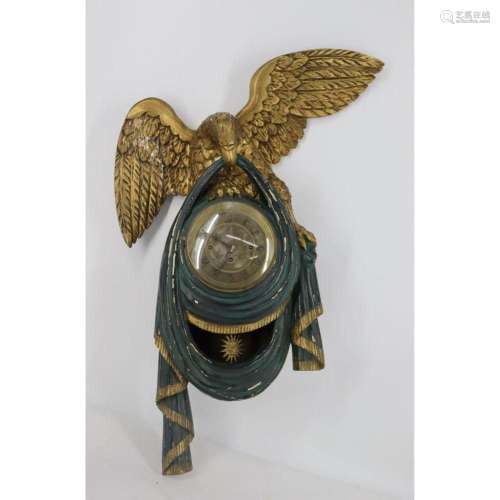Antique & Finely Carved Austrian Eagle Form Clock.