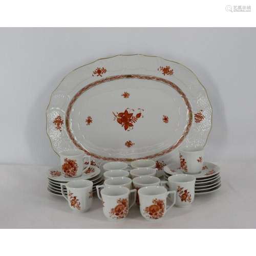 Herend Porcelain Platter & 12 Limoges Demitasse.