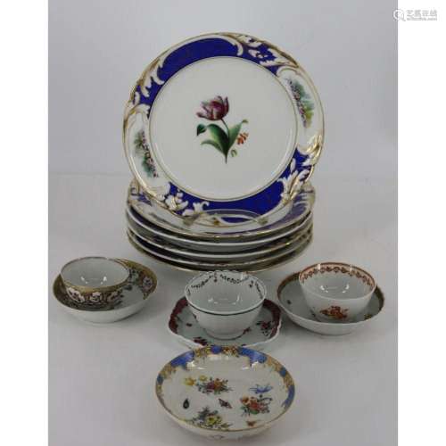 Assorted Antique Porcelain Plates, Cups & Bowls.