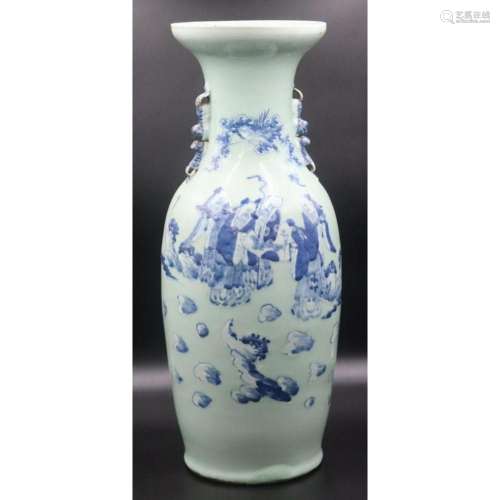 Chinese Blue and White Celadon Ground Vase.