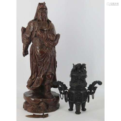 Carved Chinese Standing Figure of Guan Gong.