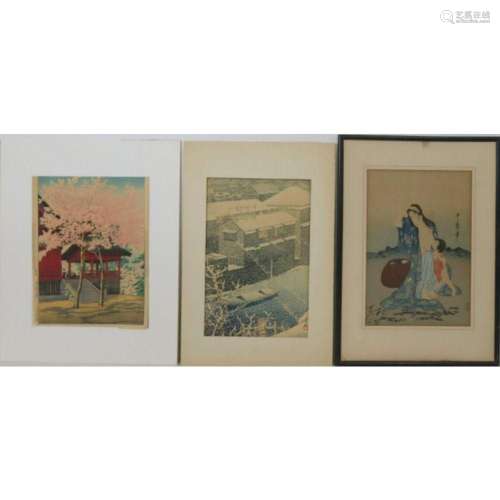 Collection of Kawase and Utamaro Woodblock Prints.