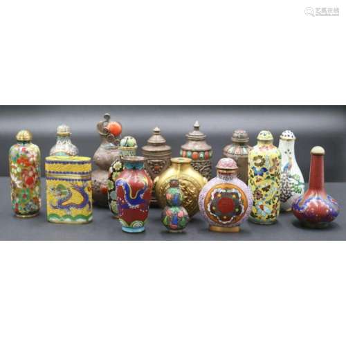 Asian Cloisonne and Silver Snuff Bottles.