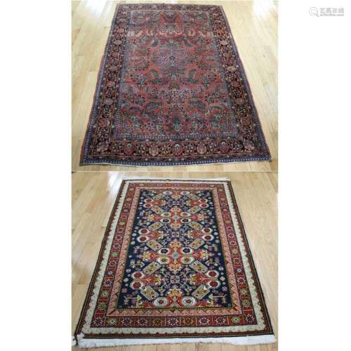 1 Antique Kazak Style and 1 Antique Sarouk Carpet.