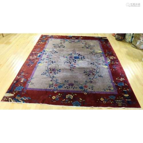 Art Deco Finely Hand Woven Chinese Carpet.