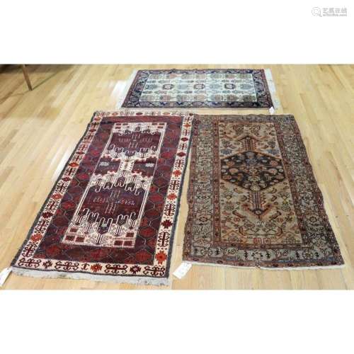 3 Vintage And Finely Hand Woven Area Carpets.