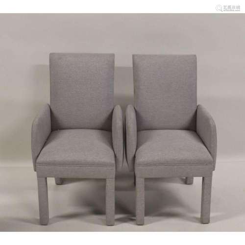 Pair Of Modern High Back Upholstered Arm Chairs.