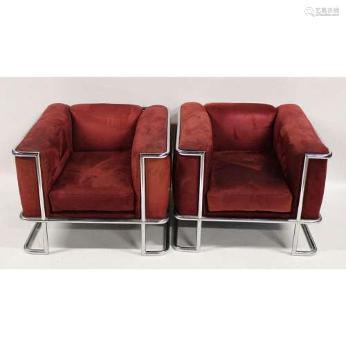 Midcentury Pair Of Corbusier Style Chairs.
