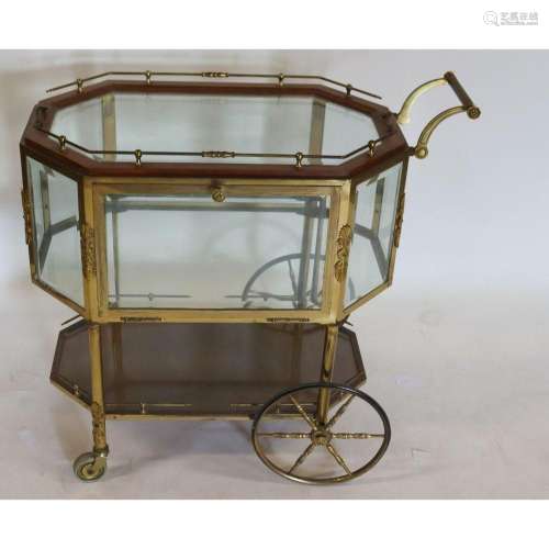 Antique And Quality Gilt Metal Serving Cart.