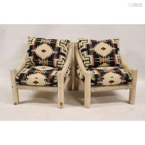 Vintage Pair Of Oversize Adirondack Style Chairs.