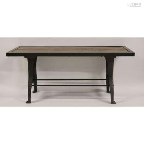 Vintage Iron & Wood Industrial Style Table.