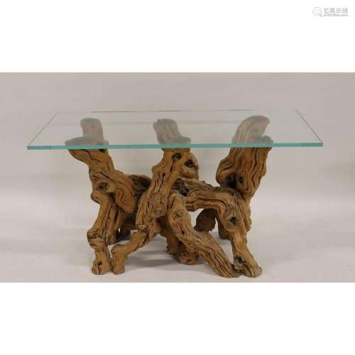 Vintage Tree form Glass Top Table.