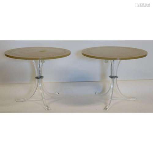 Midcentury Pair Of Tables In Dorothy Draper Style.