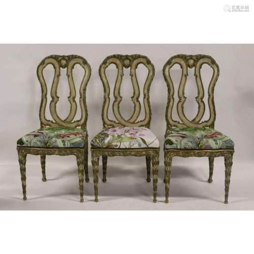 3 Italian Neoclassical Style Carved Chairs.