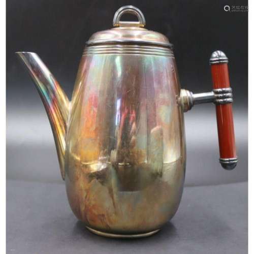 Christofle Silverplate and Laque de Chine Teapot.