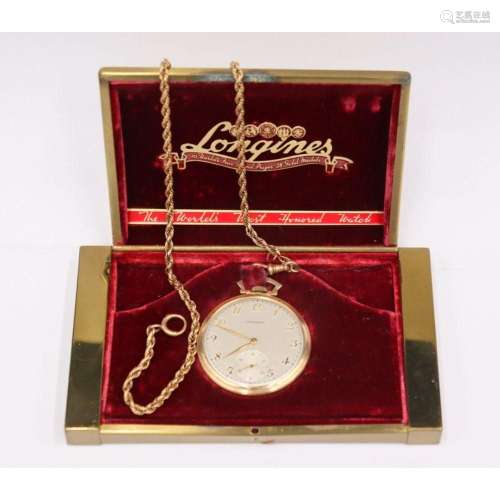 JEWELRY. Longines 14kt Gold Pocket Watch and