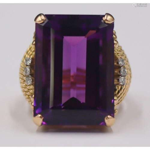 JEWELRY. Vintage 14kt Gold, Amethyst and Diamond