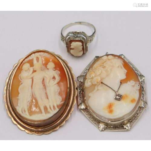 JEWELRY. Grouping of Gold and Silver Cameo Jewelry