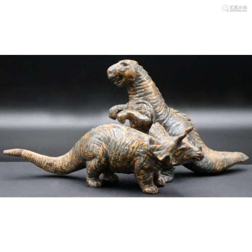 (2) Carved Jasper Specimens of Dinosaurs.