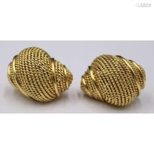 JEWELRY. Italian 18kt Gold Shell Form Earrings.