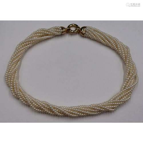 JEWELRY. 14kt Gold and Multi-Strand Pearl Necklace