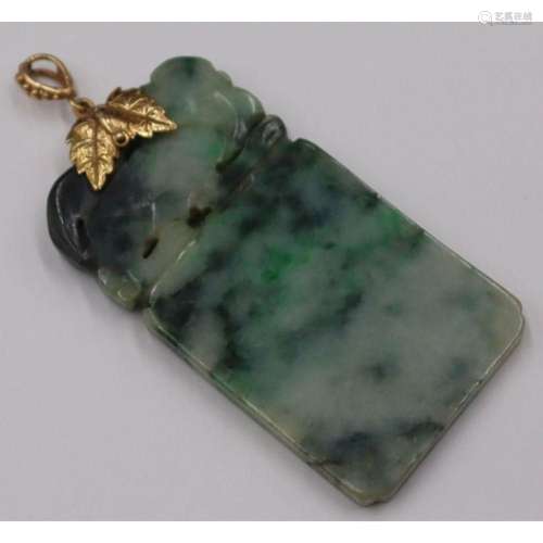 JEWELRY. 14kt Gold and Jadeite Pendant.