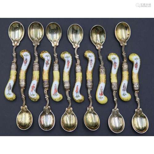 SILVER. (12) Meissen Porcelain and German .800