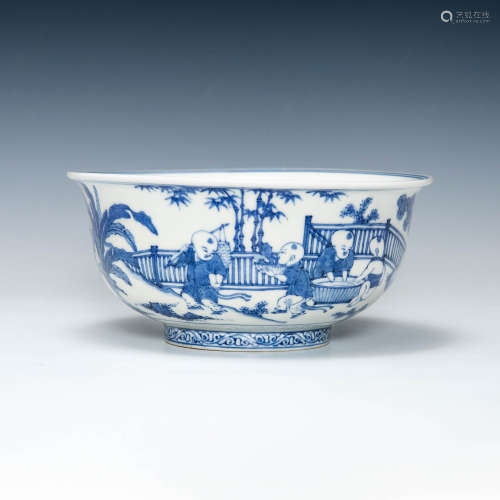 A Japanese blue and white porcelain bowl, 19th c