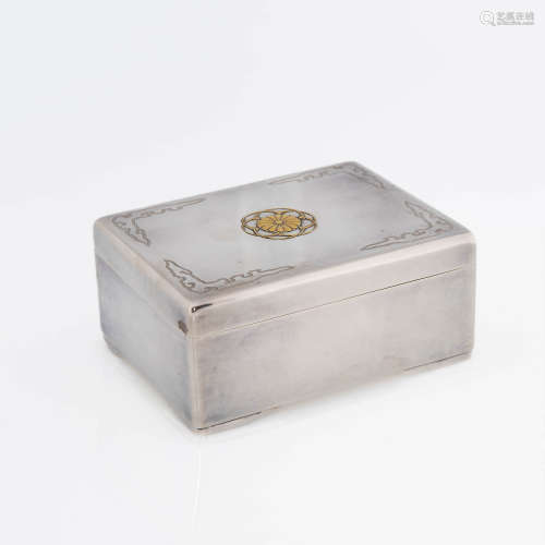A Japanese sterling box with imperial mon, Meiji
