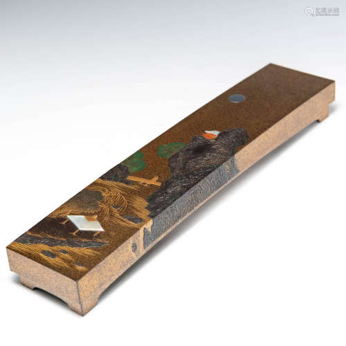 A Japanese lacquer kogo (incense stick box)