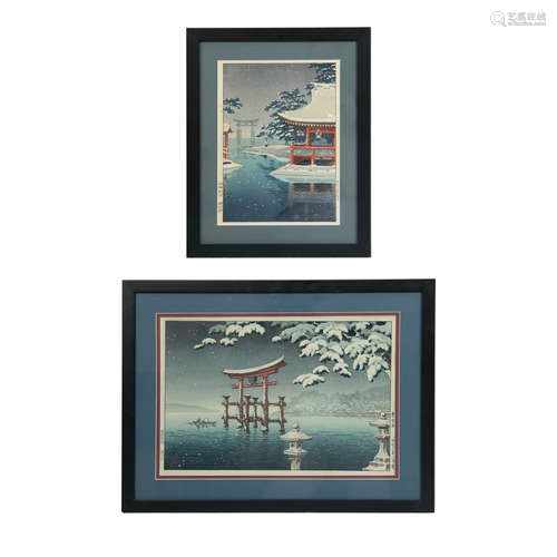 2 Tsuchiya Koitsu Woodblocks of Snowy Miyajima