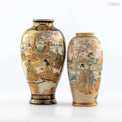 Two Japanese satsuma vases, Meiji
