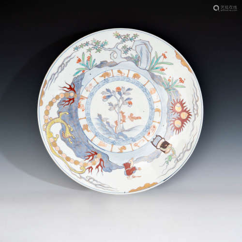 A Japanese Imari charger with Chinese zodiac