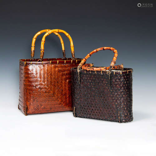 Two Japanese ikebana-basket-style handbags