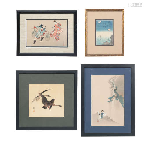Four Japanese woodblocks, various artists