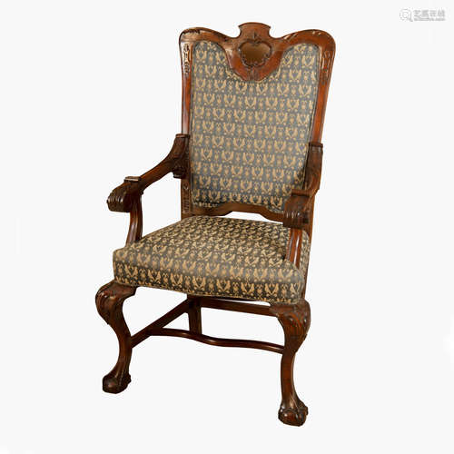 An Iberian Rococo carved walnut armchair, probably Spain or ...