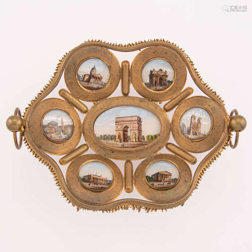 A painted copper Grand Tour tray, 19th century