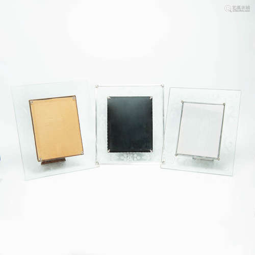 Four vintage cut glass picture frames,