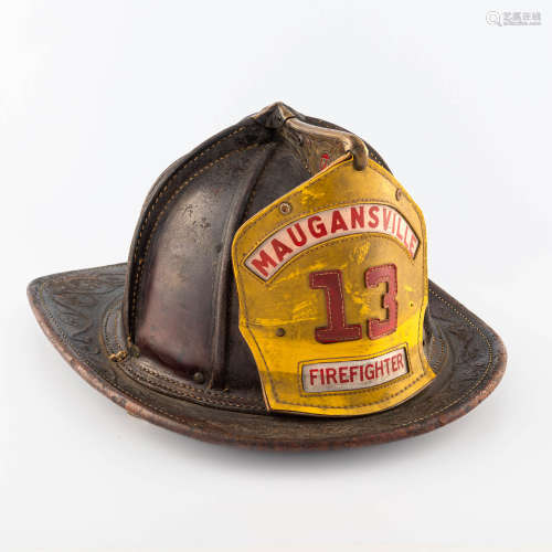 A Cairns & Brothers leather fire helmet, Maugansville, Maryl...