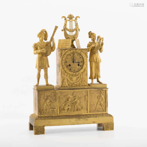 A Napoleon III gilt bronze figural mantel clock, Third quart...