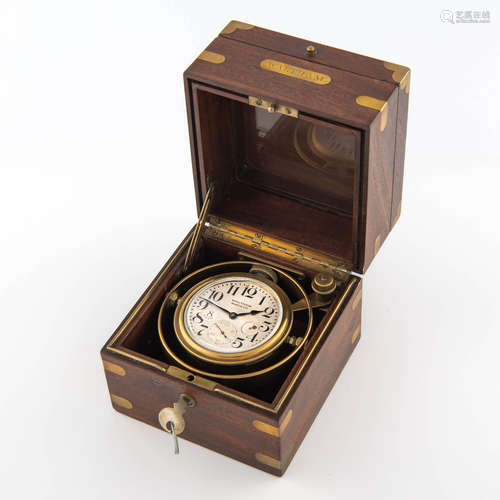 A cased Waltham 8-day ship's chronometer, 20th century