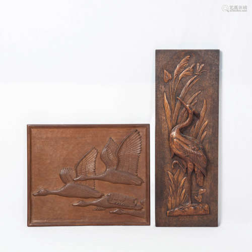 Two carved wooden plaques, Early-mid 20th century