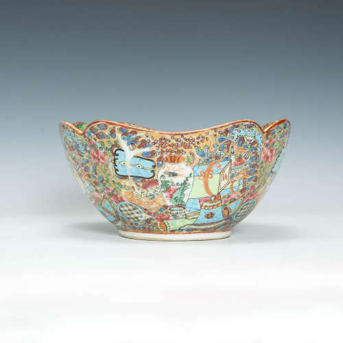 A Chinese export porcelain rose mandarin bowl, 19th century ...