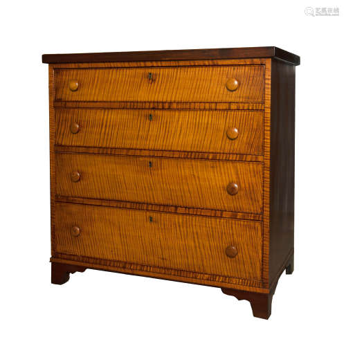 A Federal tiger maple chest of drawers, Early 19th century