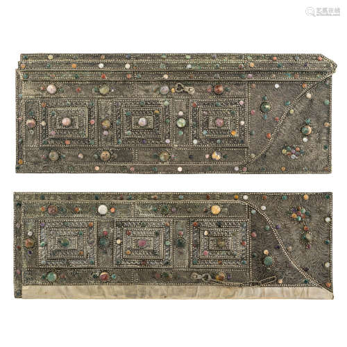 A pair of Near Eastern applied filigree and repousse white m...